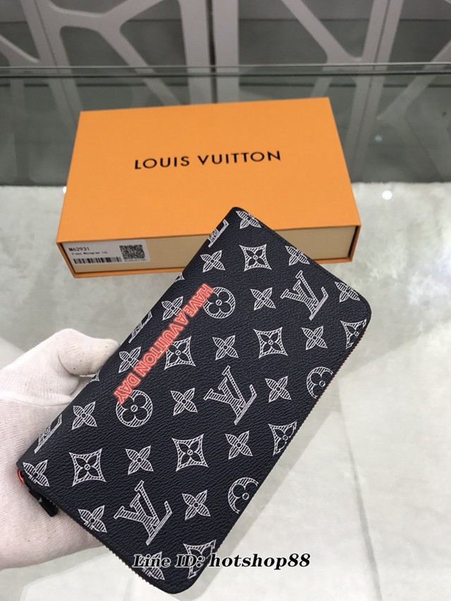 路易威登LV錢包 M62931 LV全拉鏈錢夾 珊瑚粉紅色路易威登法文字 LV男士拉鏈長錢包 xxlv1690